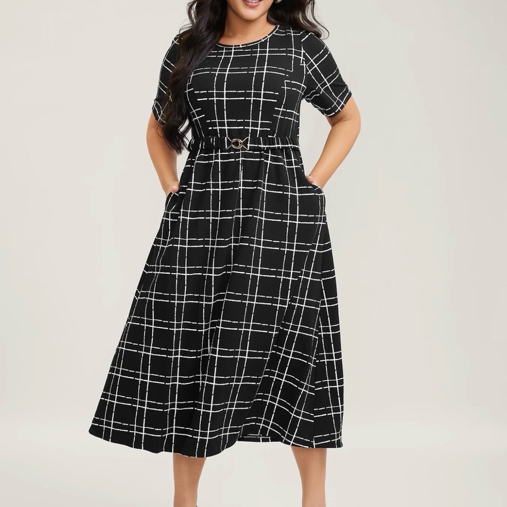 BloomChic Black and White Plaid Dress
